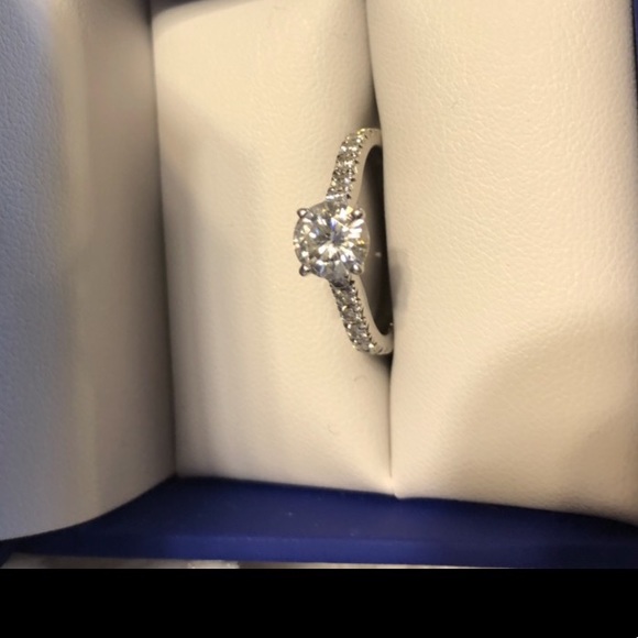 Forever One Round Mosissanite Solitaire - Picture 4 of 8